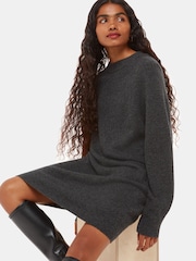 Whistles Grey Petite Ava Round Neck Knitted Dress - Image 4 of 5