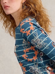 White Stuff Blue Nelly Long Sleeve 100% Cotton T-Shirt - Image 4 of 6
