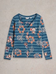 White Stuff Blue Nelly Long Sleeve 100% Cotton T-Shirt - Image 5 of 6