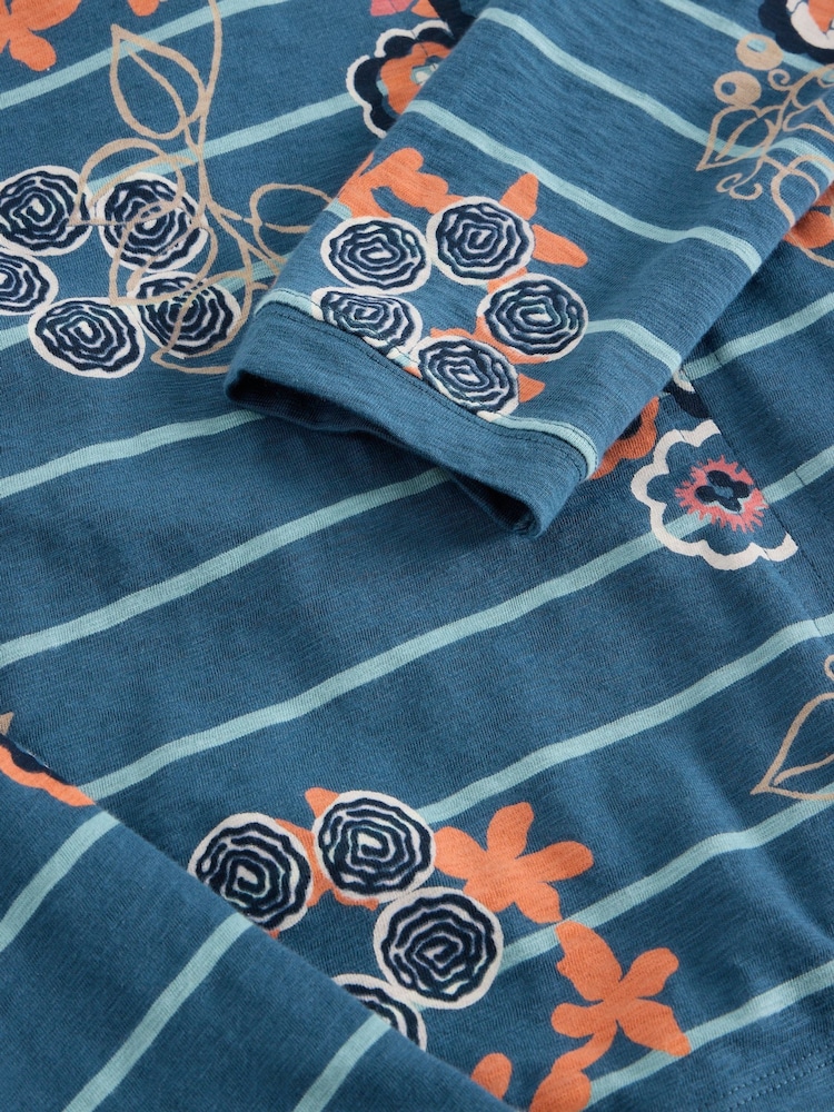 White Stuff Blue Nelly Long Sleeve 100% Cotton T-Shirt - Image 6 of 6