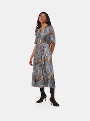 Whistles Black Petite Marlow Dashed Snake Print Dress - Image 1 of 4