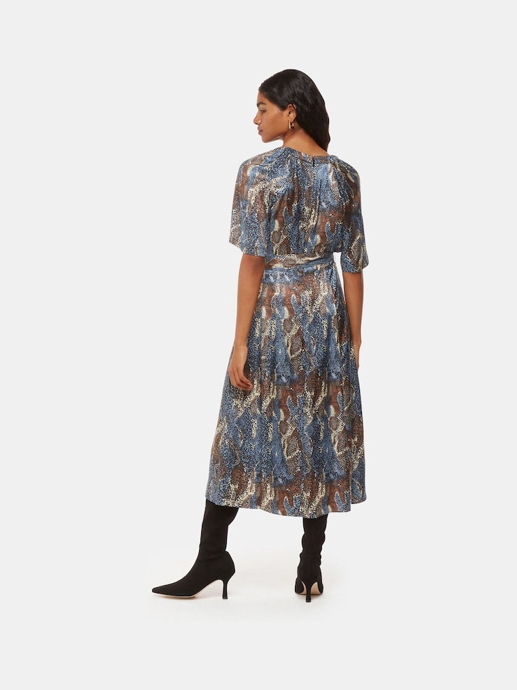 Whistles Black Petite Marlow Dashed Snake Print Dress - Image 2 of 4