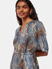 Whistles Black Petite Marlow Dashed Snake Print Dress - Image 3 of 4