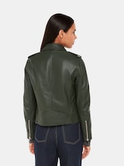 Whistles Green Agnes Pocket Leather Jacket - Image 3 of 5