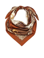 COACH Orange Tabby Printed Silk Square Scarf - Image 1 of 4