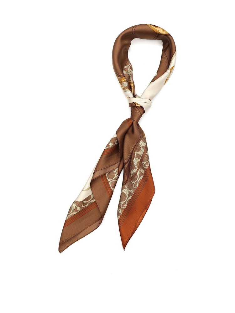COACH Orange Tabby Printed Silk Square Scarf - Image 2 of 4