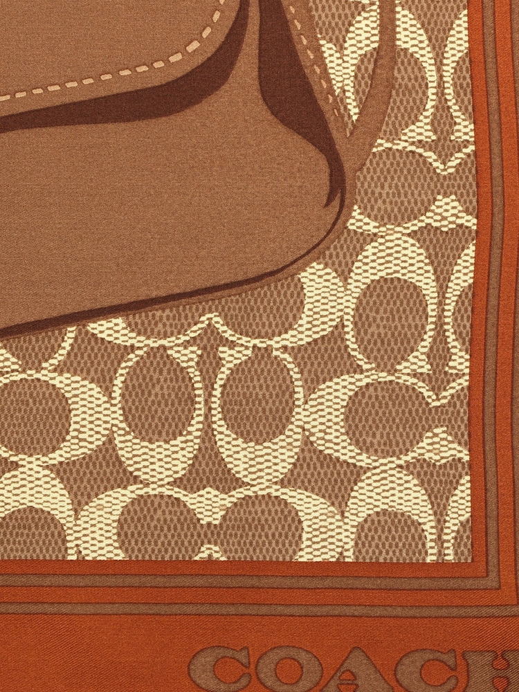 COACH Orange Tabby Printed Silk Square Scarf - Image 4 of 4