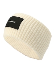 COACH Cream Woven Patch Knit Headband - Image 1 of 4