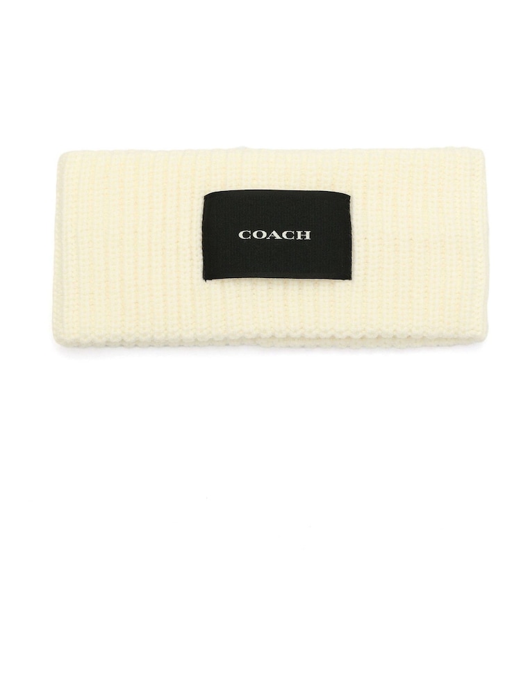 COACH Cream Woven Patch Knit Headband - Image 2 of 4