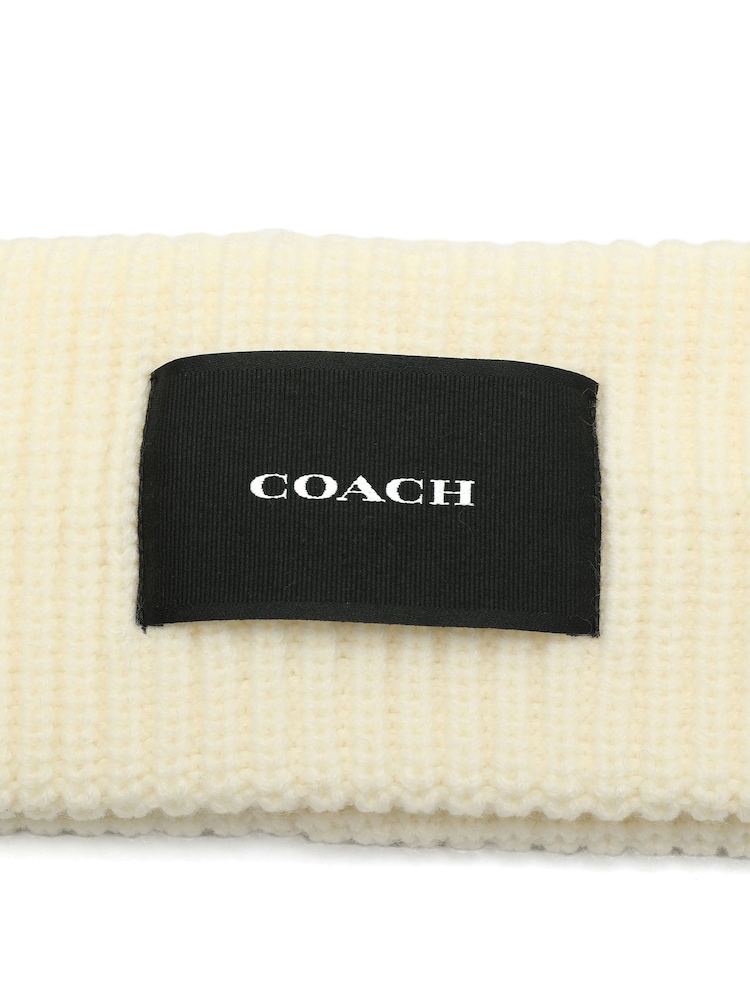 COACH Cream Woven Patch Knit Headband - Image 4 of 4