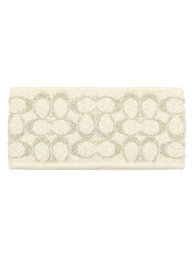 COACH Cream Signature C Metallic Headband - Image 3 of 3 COACH Cream Signature C Metallic Headband - Image 3 of 3