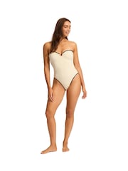 Seafolly Cream Ring Front Bandeau One Piece Swimsuit - Image 1 of 5