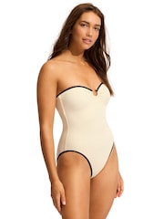 Seafolly Cream Ring Front Bandeau One Piece Swimsuit - Image 5 of 5