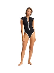 Seafolly Cap Sleeve Zip Front One Piece - Image 4 of 5
