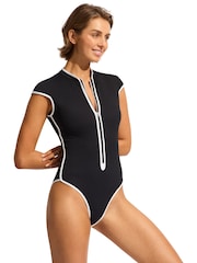 Seafolly Cap Sleeve Zip Front One Piece - Image 5 of 5