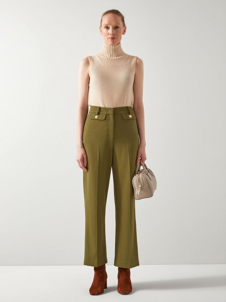 LK Bennett Natural Frances Camel Roll Neck Knitted Relaxed Sleeveless T-Shirt - Image 1 of 4 LK Bennett Natural Frances Camel Roll Neck Knitted Relaxed Sleeveless T-Shirt - Image 1 of 4