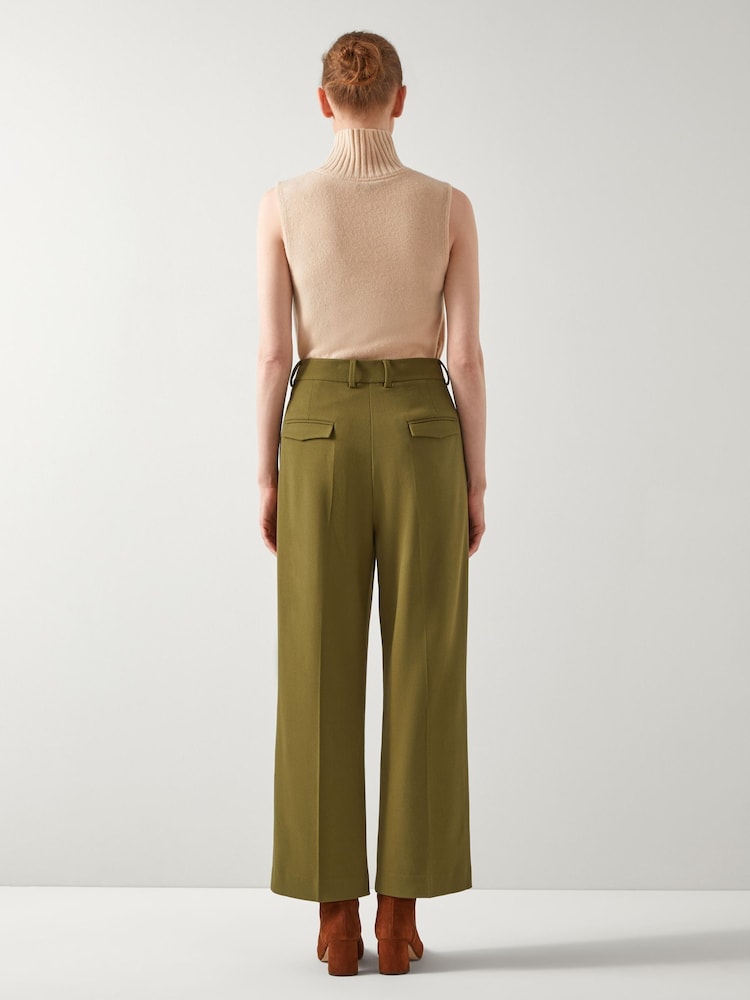LK Bennett Natural Frances Camel Roll Neck Knitted Relaxed Sleeveless T-Shirt - Image 2 of 4