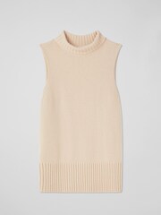 LK Bennett Natural Frances Camel Roll Neck Knitted Relaxed Sleeveless T-Shirt - Image 4 of 4