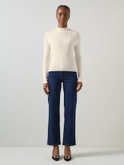 LK Bennett Cream West Coconut Milk Cable Stitch Sweater - Image 2 of 5