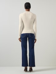 LK Bennett Cream West Coconut Milk Cable Stitch Sweater - Image 3 of 5
