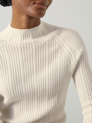 LK Bennett Cream West Coconut Milk Cable Stitch Sweater - Image 4 of 5