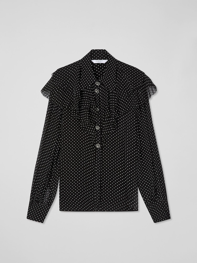 LK Bennett Margaux Ruffle Shoulder Blouse - Bild 5 von 5