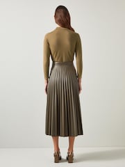 LK Bennett Brown Sadie Gold Turtle Neck Metallic Knit Top - Image 2 of 3