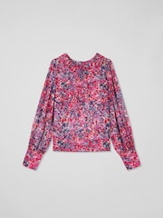 LK Bennett Pink Erin Multi Watercolor Floral Blouse - Image 4 of 4