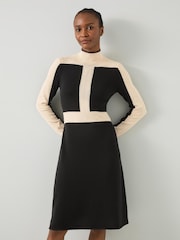 LK Bennett Black Selma Multi Colour Block Knitted Dress - Image 1 of 4