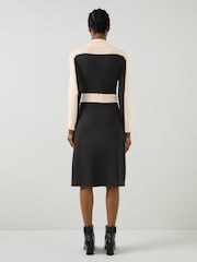 LK Bennett Black Selma Multi Colour Block Knitted Dress - Image 2 of 4