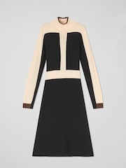 LK Bennett Black Selma Multi Colour Block Knitted Dress - Image 4 of 4