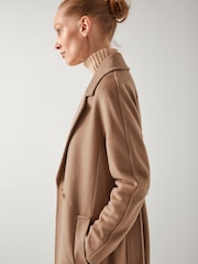 LK Bennett Brown Frances Camel Maxi Wool Coat - Image 3 of 8
