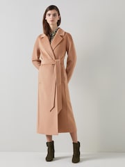 LK Bennett Brown Frances Camel Maxi Wool Coat - Image 4 of 8