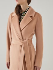 LK Bennett Brown Frances Camel Maxi Wool Coat - Image 6 of 8