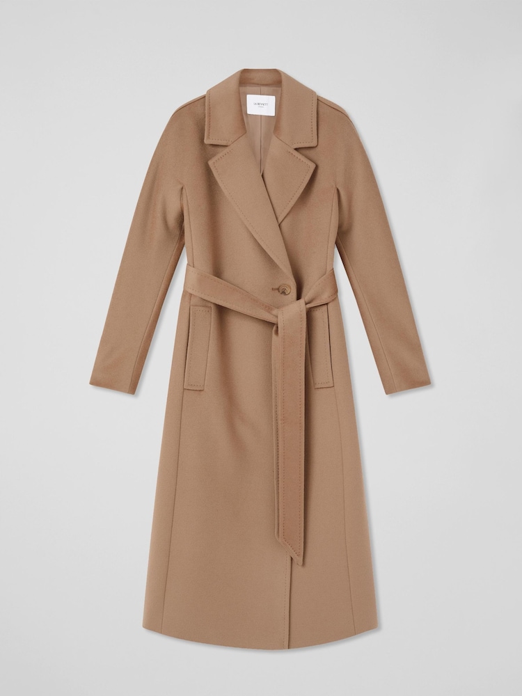 LK Bennett Brown Frances Camel Maxi Wool Coat - Image 8 of 8