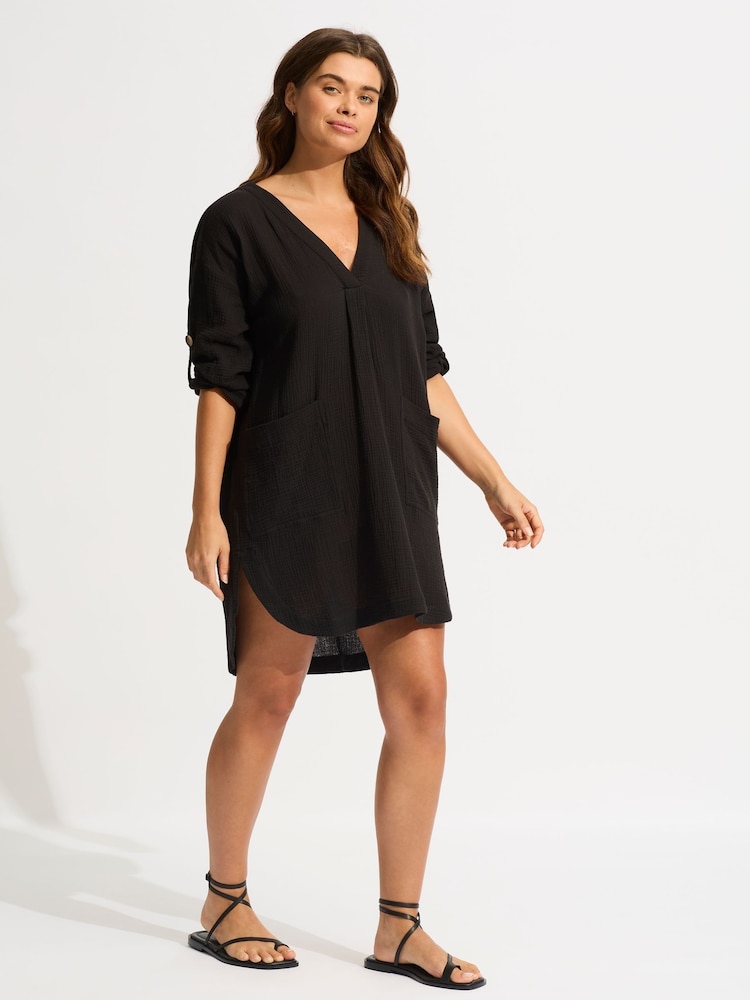 Seafolly Boyfriend Blue 100% Cotton Beach Coverups - Image 1 of 1