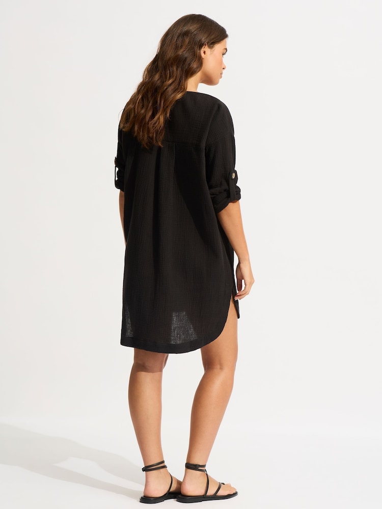 Seafolly Boyfriend Blue 100% Cotton Beach Coverups - Image 2 of 3