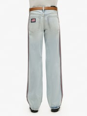 Superdry Blue Mid Rise Wide Leg 100% Cotton Double Tape Jeans - Image 4 of 7