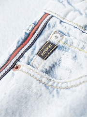 Superdry Blue Mid Rise Wide Leg 100% Cotton Double Tape Jeans - Image 6 of 7