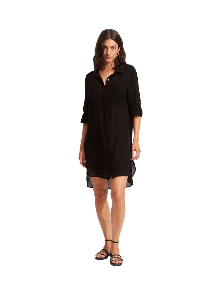 Seafolly Crinkle Twill Beach Coverups - Image 1 of 7 Seafolly Crinkle Twill Beach Coverups - Image 1 of 7