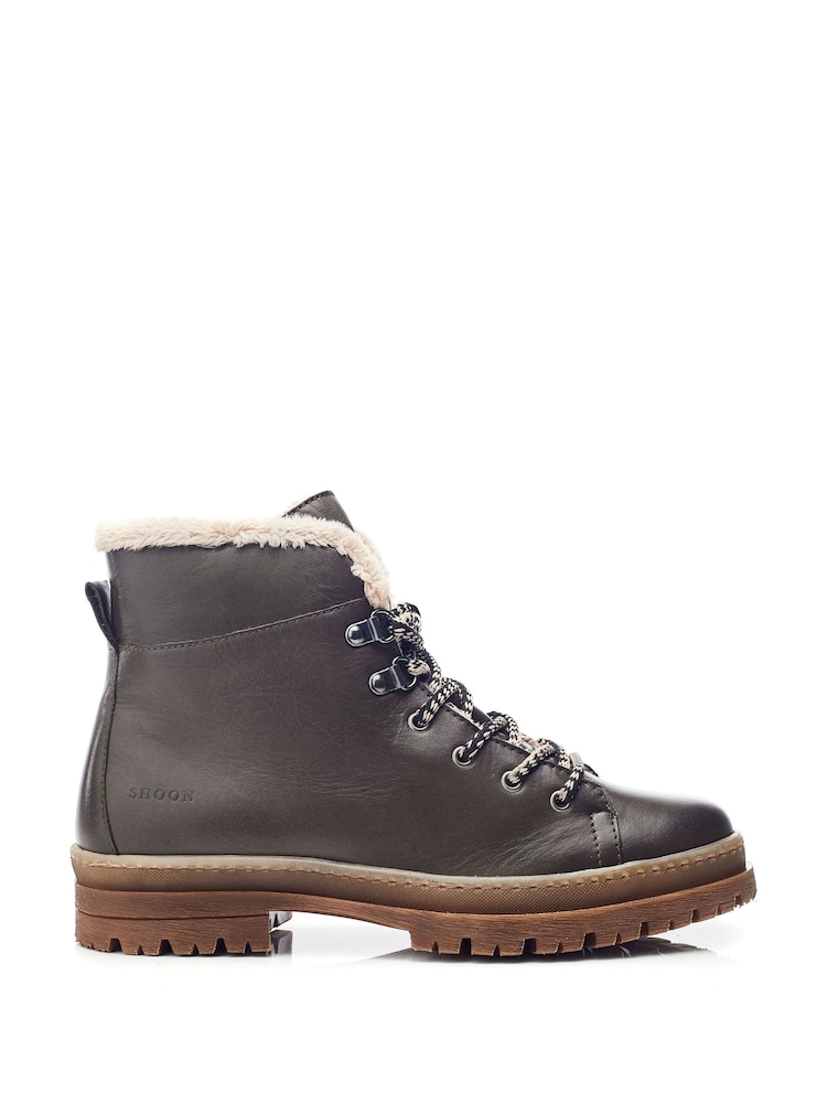 Moda in Pelle Onella Lace-Up Stitch Detail Leather Boots - Image 1 of 4