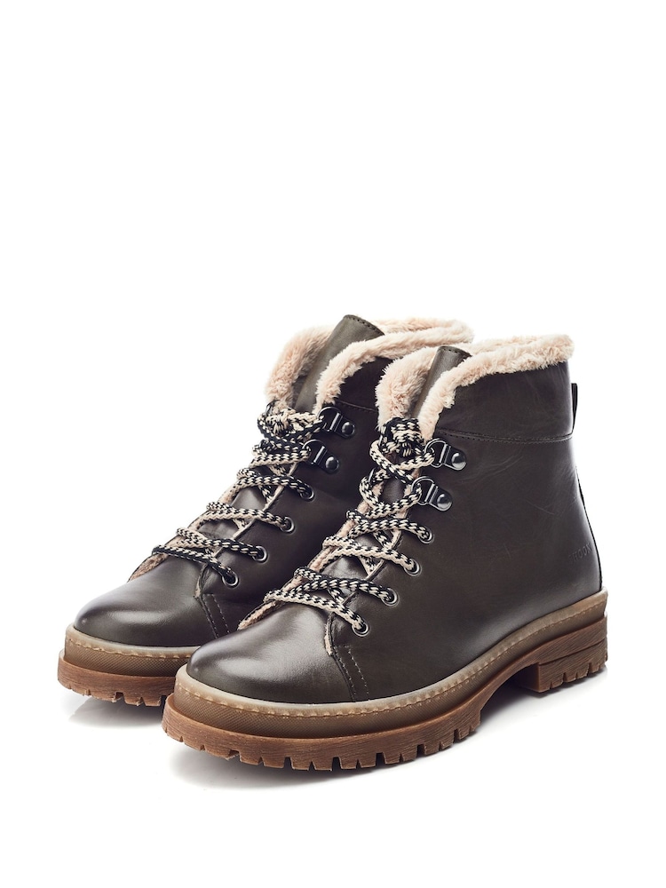 Moda in Pelle Onella Lace-Up Stitch Detail Leather Boots - Image 2 of 4
