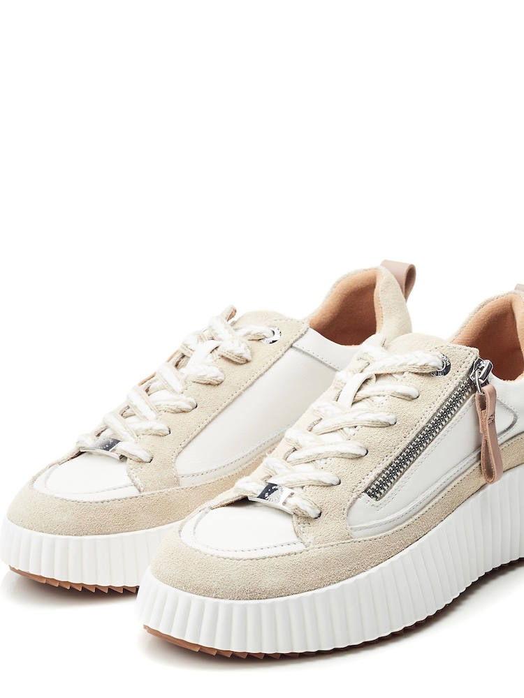 Moda in Pelle Bouville Chunky Two Tone Side Zip Leather Trainers - Image 2 of 4
