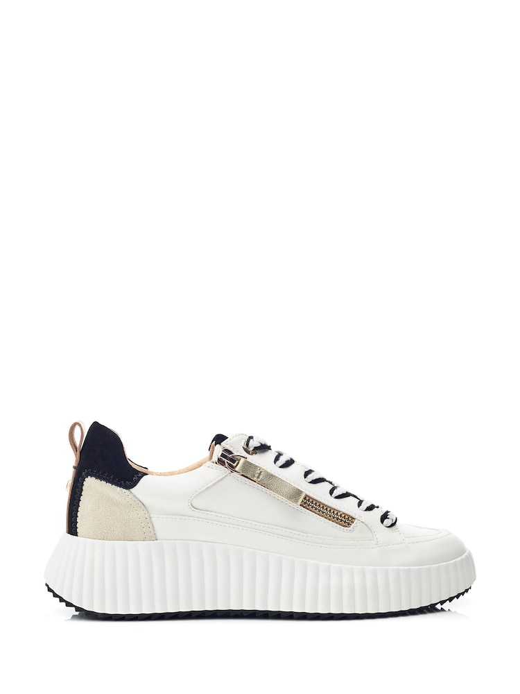 Moda in Pelle Bouville Chunky Two Tone Side Zip Leather Trainers - Image 1 of 4