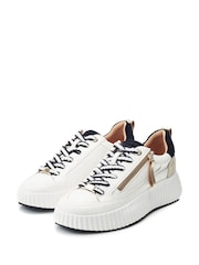 Moda in Pelle Bouville Chunky Two Tone Side Zip Leather Trainers - Image 2 of 4