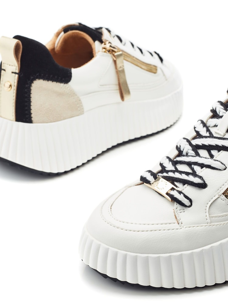 Moda in Pelle Bouville Chunky Two Tone Side Zip Leather Trainers - Image 4 of 4