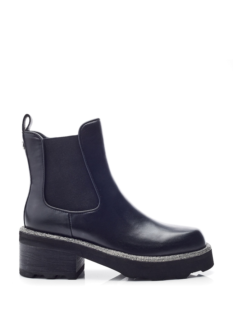 Moda in Pelle Blanda Glitz Rand Chunky Leather Chelsea Black Boots - Imagen 1 de 4 Moda in Pelle Blanda Glitz Rand Chunky Leather Chelsea Black Boots - Imagen 1 de 4