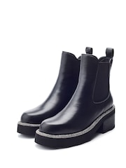 Moda in Pelle Blanda Glitz Rand Chunky Leather Chelsea Black Boots - Image 2 of 4