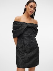 VERO MODA Jacquard Bow Front Bardot Party Mini Dress - Изображение 2 из 5
