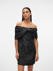 VERO MODA Jacquard Bow Front Bardot Party Mini Dress - Изображение 4 из 5